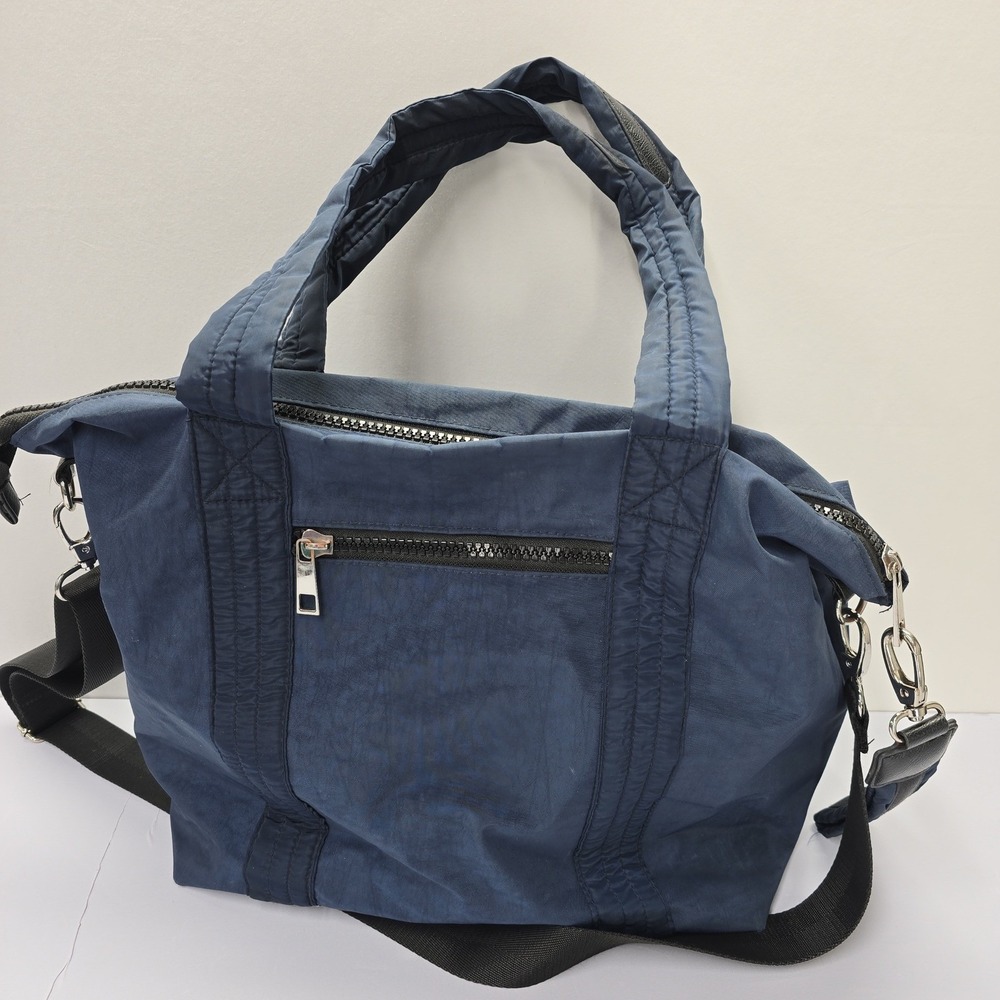 Sondra Roberts Squared Navy Blue Nylon Puffy Tote Crossbody Bag